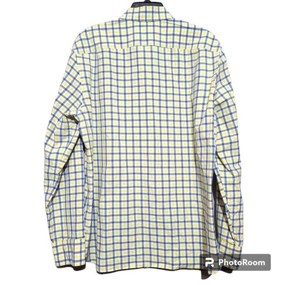 J. Crew Yellow Blue Plaid Cotton Button Up Shirt Size L - Picture 2 of 4